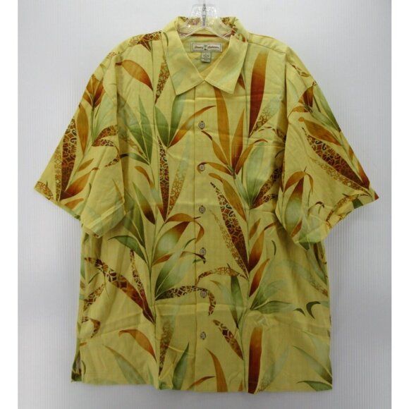 Tommy Bahama Shirt Large Silk Hawaiian Button Up Loop Collar Tropical - Picture 1 of 10
